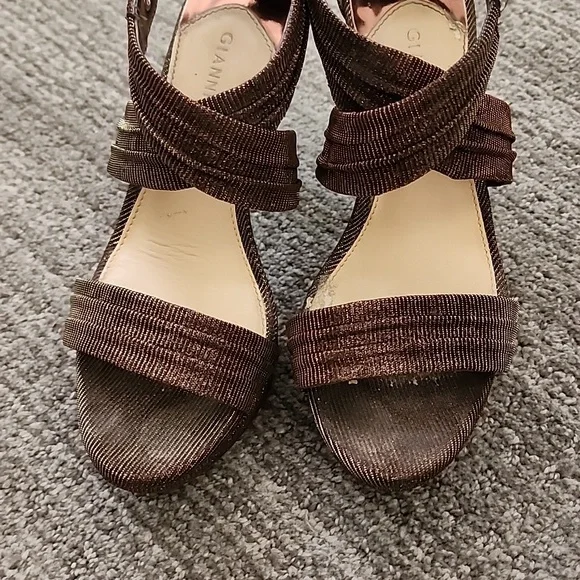 GIANNI BINI Strappy Bronze Platform Heels - Picture 8 of 14